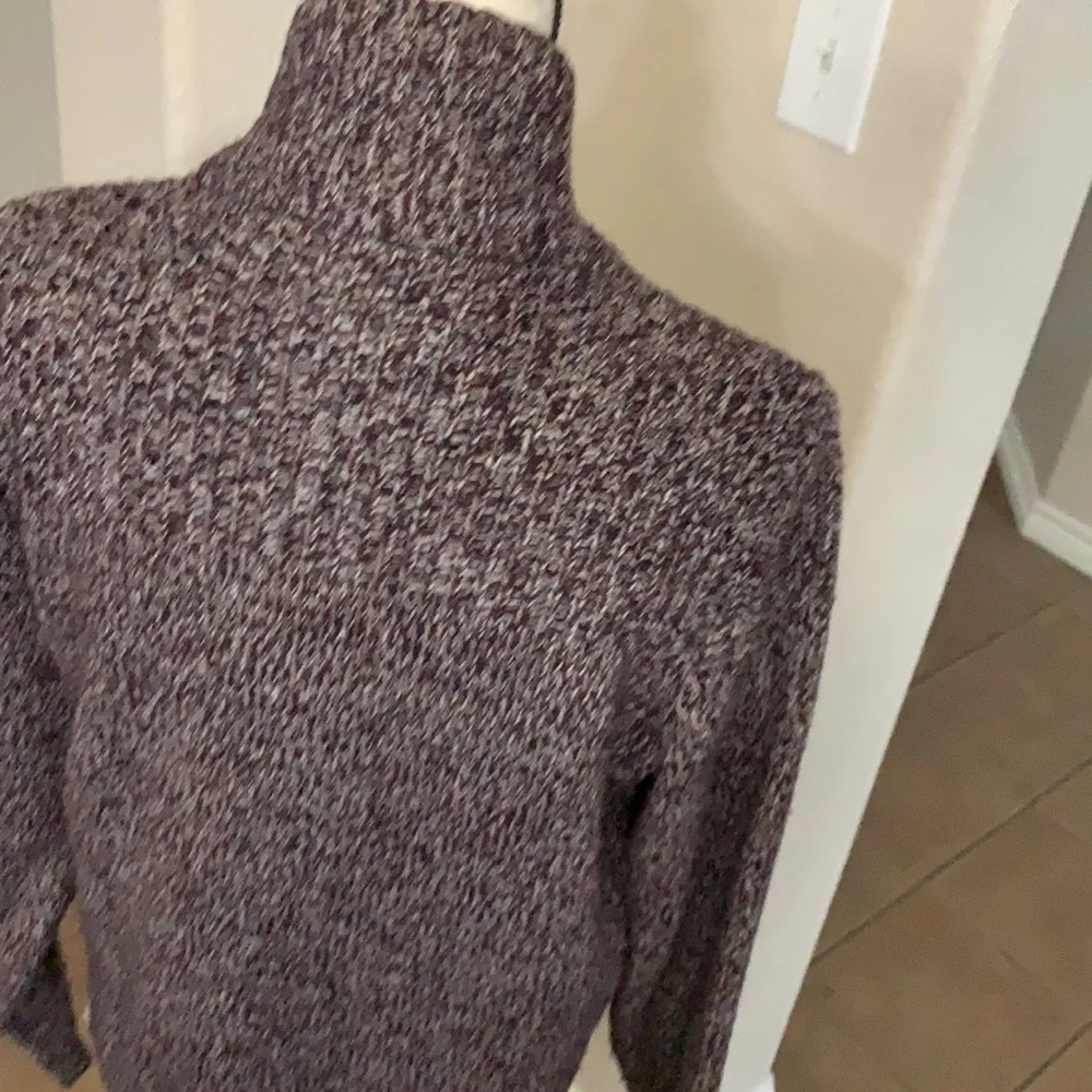 Tom Tailor deep purple plum marled pullover button up sweater